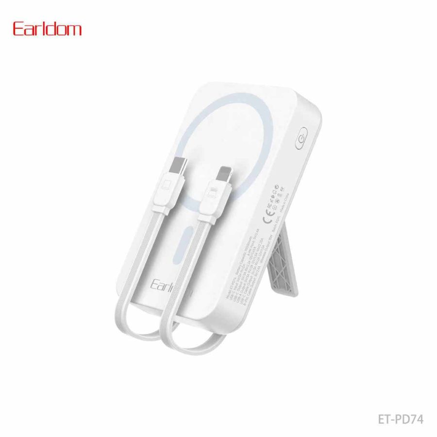 [ET-PD74__10000MAh__white] PD Faster Magsafe-Power Bank - ET-PD74 (10000MAh) (3in1 22.5W iOS & Type-C Portable Magsafe - White)