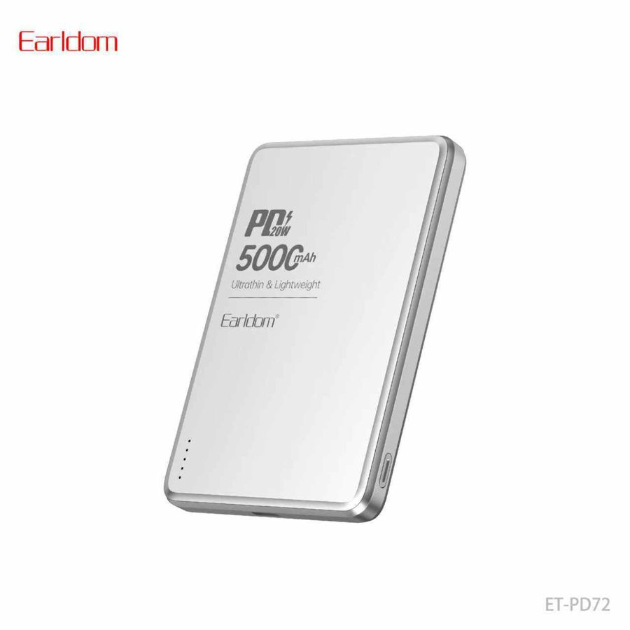 [ET-PD72__5000MAh__silver] PD Faster Magsafe-Power Bank - ET-PD72 (5000MAh) (2in1 Magsafe - Silver)