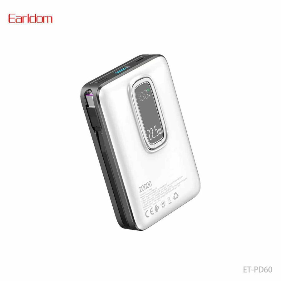 [ET-PD60__20000MAh__white] باور بنك MagSafe سريع PD - ET-PD60 (20000MAh) (3in1 Magsafe With Phone Stand - أبيض)