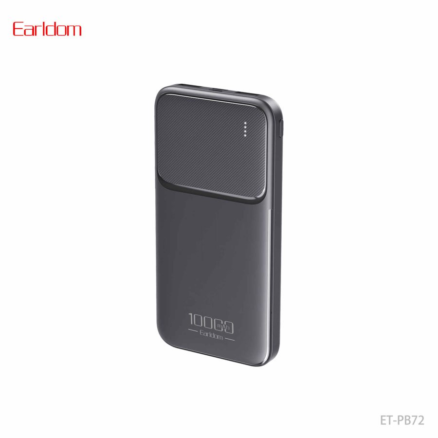 [ET-PB72__10000mAh__black] باور بنك - ET-PB72 (10000mAh) (LCD Display 2USB و 1type-C و 1micro - أسود)