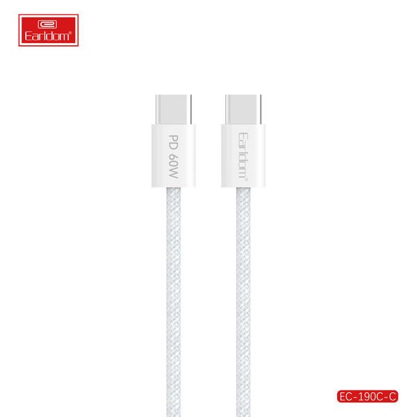 [EC-190_C-C__type_c-type_c__2_METERS_white] PD Cable - EC-190 C-C (type c-type c) 2 METERS (ABS+Nylon - White)