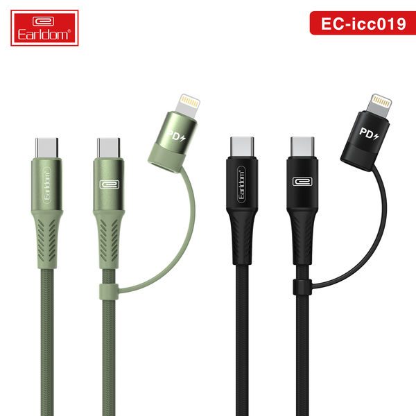 [EC-ICC019_1_METER_black_green] 2in1 Cable - EC-ICC019 1 METER (Metal+Nylon - Black Green)