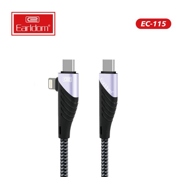 [EC-115_1.2_METERS_black] 2in1 Cable - EC-115 1.2 METERS (Metal+Nylon - Black)