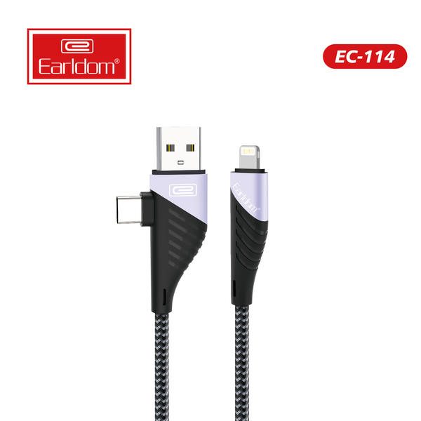 [EC-114_1.2_METERS_black] 2in1 Cable - EC-114 1.2 METERS (Metal+Nylon - Black)