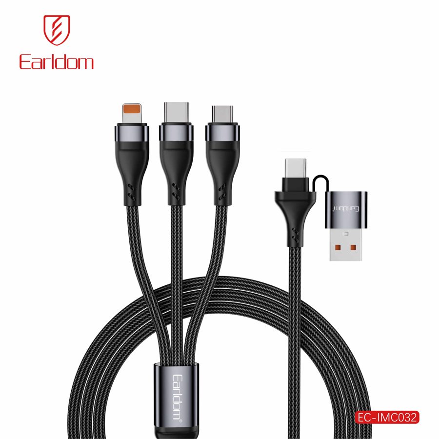 [EC-IMC032_1.2_METERS_black] 3in1 Cable - EC-IMC032 1.2 METERS (Metal+Nylon - Black)