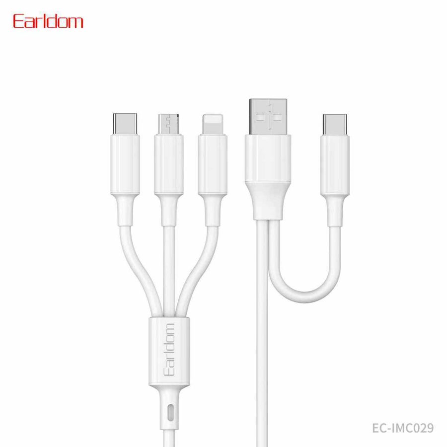 [EC-IMC029_1.2_METERS_white] 3in1 Cable - EC-IMC029 1.2 METERS (PD+USB 2 In 1 (All 6 In1 Cable) - White, White)