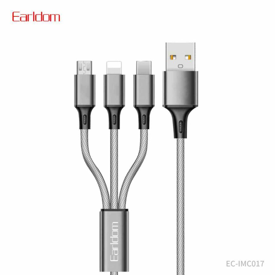 [EC-IMC017_1.2_METERS_black] 3in1 Cable - EC-IMC017 1.2 METERS (Metal+Nylon - Black)