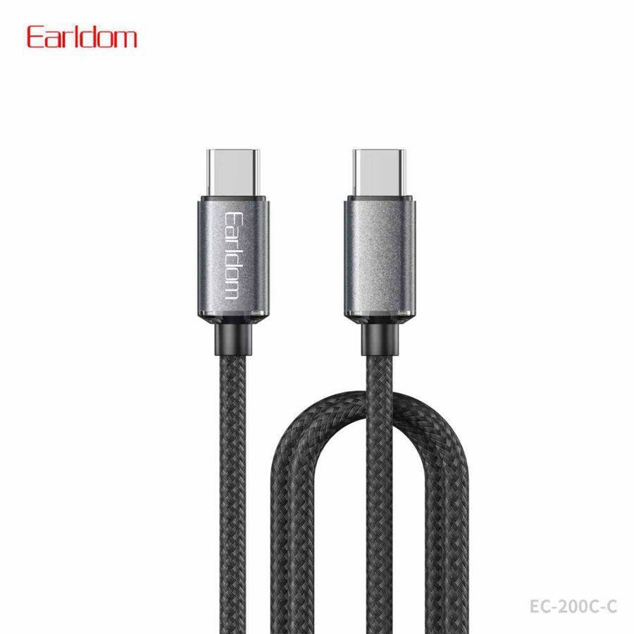 [EC-200_C-C__type_c-type_c__2_METER_black] كيبل PD - EC-200 C-C (type c-type c) 2  متر (Aluminum Alloy+Nylon - أسود)