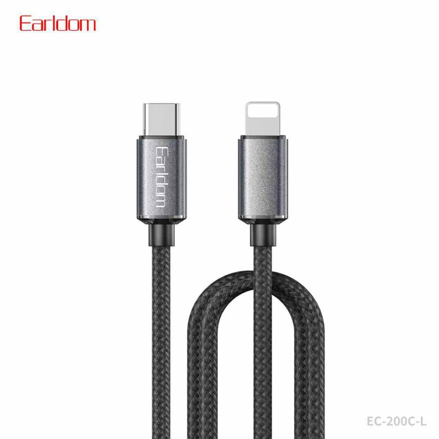 [EC-200_C-L__type_c-lightning__2_METER_black] PD Cable - EC-200 C-L (type c-lightning) 2 METER (Aluminum Alloy+Nylon - Black)