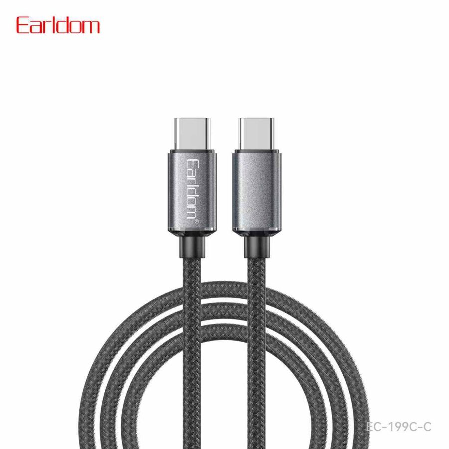 [EC-199_C-C__type_c-type_c__1.2_METER_black] PD Cable - EC-199 C-C (type c-type c) 1.2 METER (Aluminum Alloy+Nylon - Black)