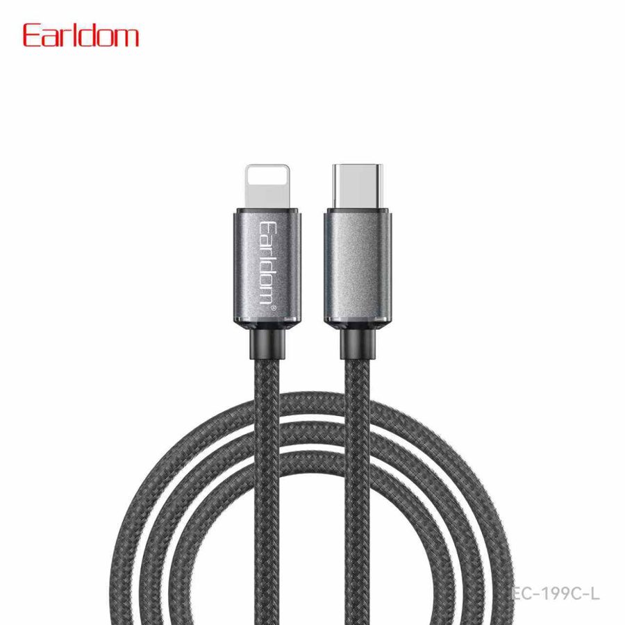 [EC-199_C-L__type_c-lightning__1.2_METER_black] PD Cable - EC-199 C-L (type c-lightning) 1.2 METER (Aluminum Alloy+Nylon - Black)