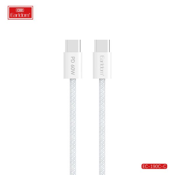 [EC-190_C-C__type_c-type_c__1_METER_white] PD Cable 1M - EC-190 C-C (type c-type c) 1 METER (ABS+Nylon - White)