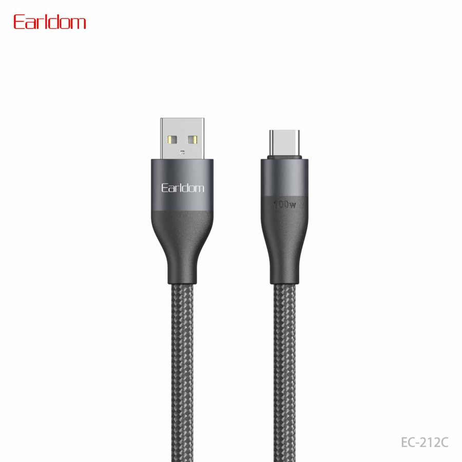 [EC-212C__type_c__1_METER_black] كيبل USB - EC-212C (type c) 1  متر (Pure Copper, Fully Compatible - أسود)
