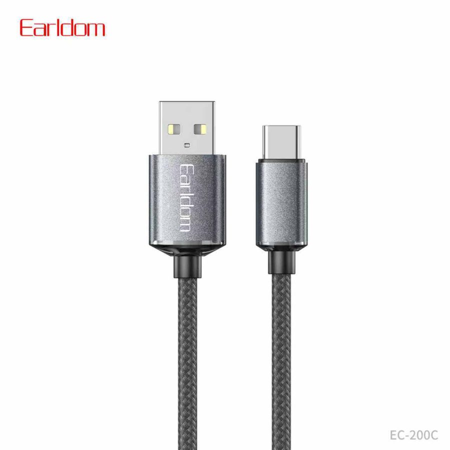[EC-200C__type_c__2_METER_black] كيبل USB - EC-200C (type c) 2  متر (Aluminum Alloy+Nylon - أسود)