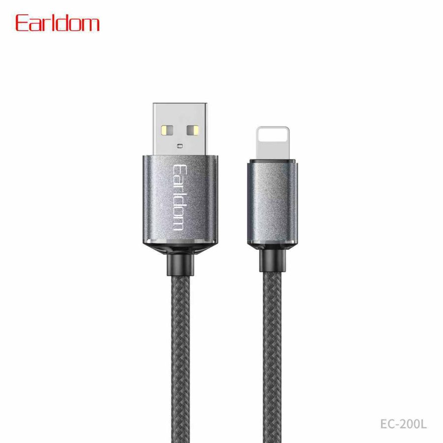 [EC-200L__lightning__2_METER_black] USB Cable - EC-200L (lightning) 2 METER (Aluminum Alloy+Nylon - Black)
