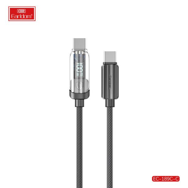[EC-189_C-C__type_c-type_c__1_METER_black] PD Cable 1M - EC-189 C-C (type c-type c) 1 METER (Digital Display Charging Power Wattage PVC+48 Fixed Wave - Black)