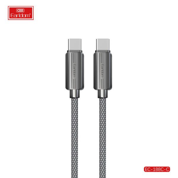 [EC-188_C-C__type_c-type_c__1_METER_black] PD Cable 1M - EC-188 C-C (type c-type c) 1 METER (PVC+48 Fixed Wave - Black)