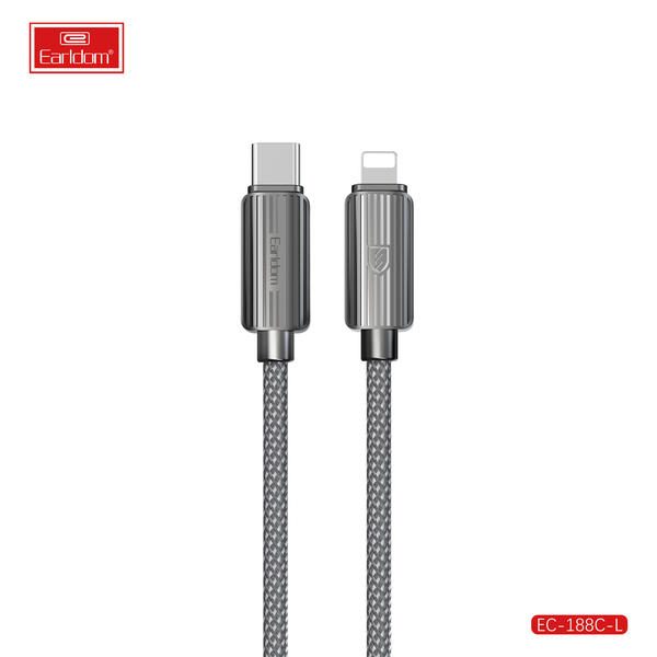 [EC-188_C-L__type_c-lightning__1_METER_black] PD Cable 1M - EC-188 C-L (type c-lightning) 1 METER (PVC+48 Fixed Wave - Black)