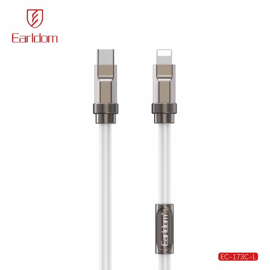 [EC-173_C-L__type_c-lightning__1_METER_white] PD Cable 1M - EC-173 C-L (type c-lightning) 1 METER (Zinc Alloy+Silicone - White)