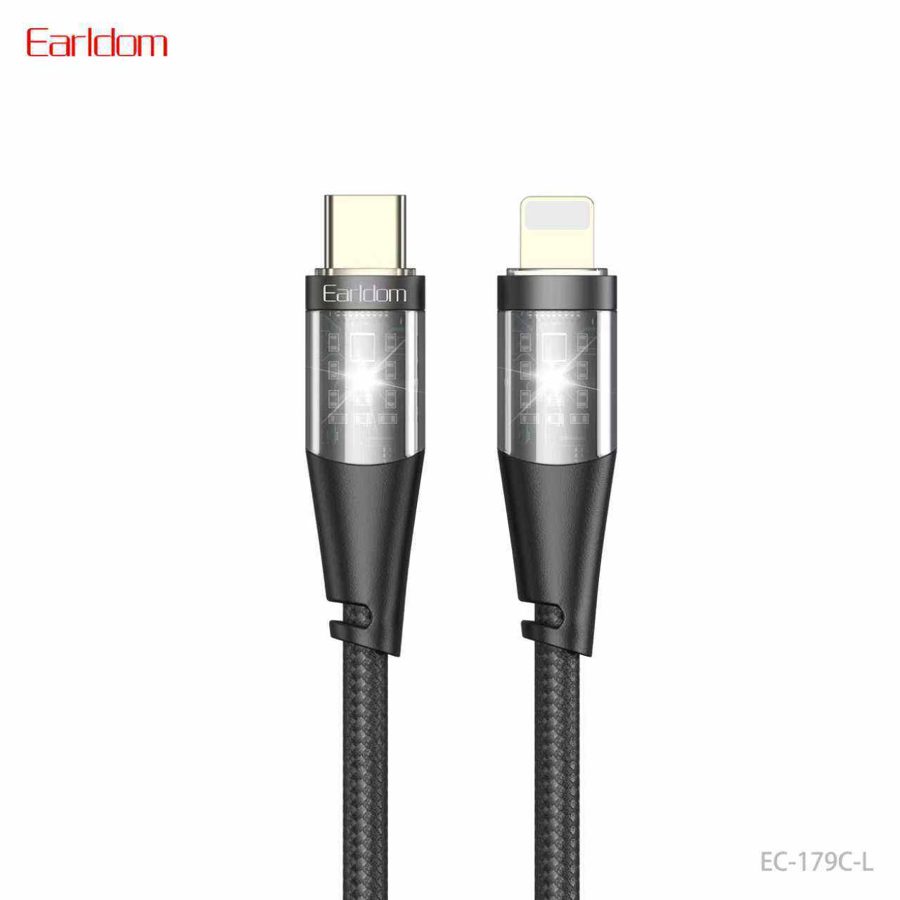 [EC-179_C-L__type_c-lightning__1_METER_black] كيبل USB - EC-179 C-L (type c-lightning) 1  متر (PVC+Braided - أسود)