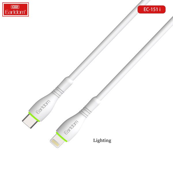 [EC-151_C-L__type_c-lightning__1_METER_white] PD Cable 1M - EC-151 C-L (type c-lightning) 1 METER (LED Light ABS+TPE - White)