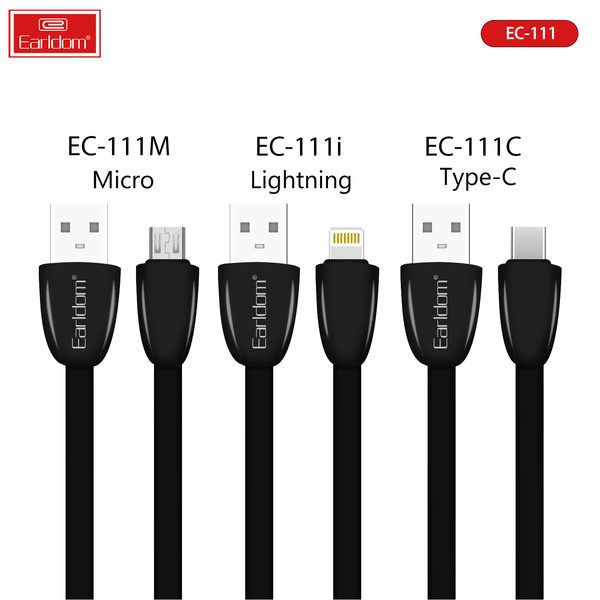 [EC-111C__type_c__3_METERS_black_white] كيبل USB - EC-111C (type c) 3  متر (ABS+TPE - أسود أبيض)