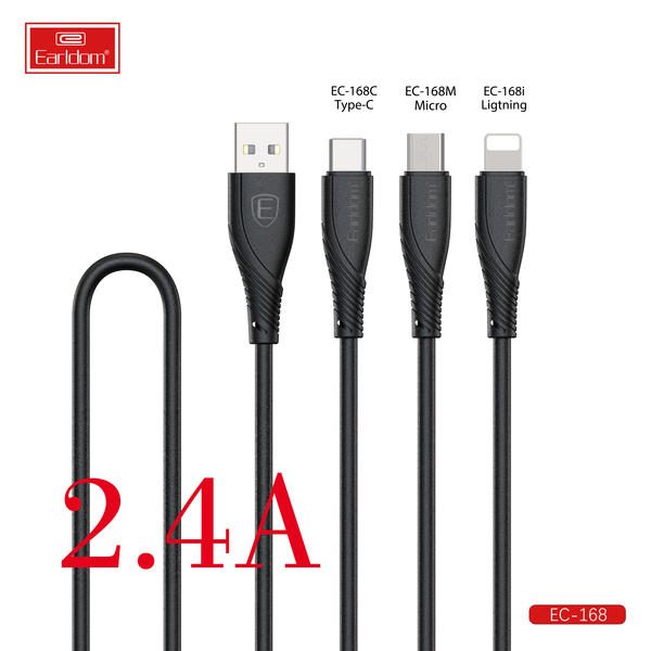 [EC-168M__micro__1_METER_black_white] USB Cable 1M - EC-168M (micro) 1 METER (ABS+Silicone - Black White)