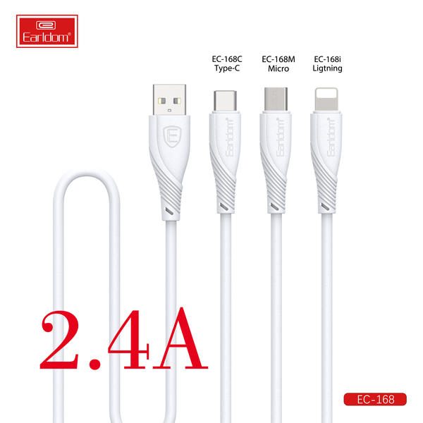 [EC-168I__lightning__1_METER_black_white] USB Cable 1M - EC-168I (lightning) 1 METER (ABS+Silicone - Black White)