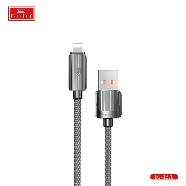 [EC-187L__lightning__1_METER_black] كيبل USB 1  متر - EC-187L (lightning) 1  متر (PVC+48 Fixed Wave - أسود)