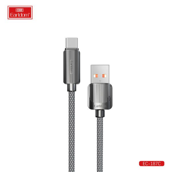 [EC-187C__type_c__1_METER_black] كيبل USB 1  متر - EC-187C (type c) 1  متر (PVC+48 Fixed Wave - أسود)