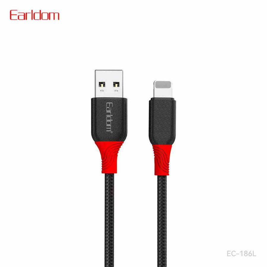 [EC-186L__lightning__1_METER_black] USB Cable 1M - EC-186L (lightning) 1 METER (ABS+Nylon - Black)