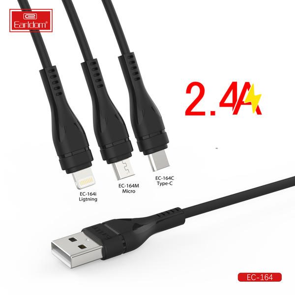 [EC-164M__micro__1_METER_black] كيبل USB 1  متر - EC-164  متر (micro) 1  متر (ABS+PVC Wire - أسود)