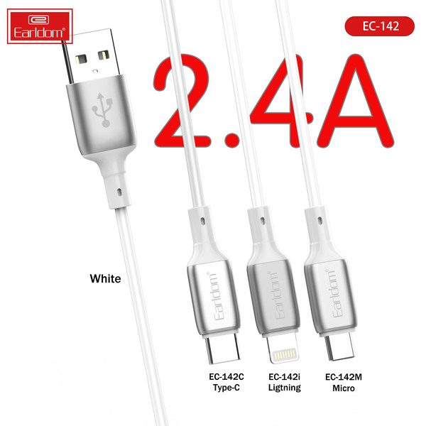 [EC-142M__micro__1_METER_black_white] USB Cable 1M - EC-142M (micro) 1 METER (Zinc Alloy+TPE - Black White)