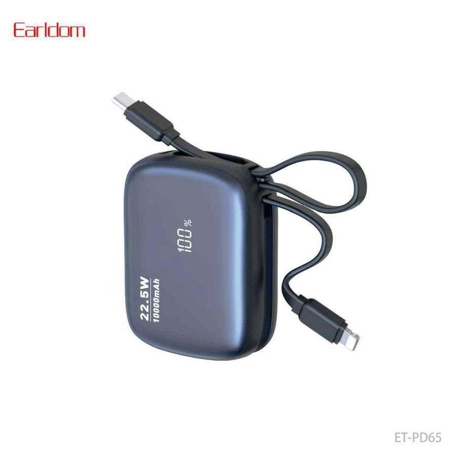 [ET-PD65__10000mAh__black] Power Bank With Cable - ET-PD65 (Black)
